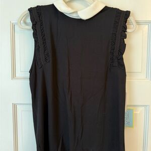 Black Sleeveless Top with White Collar